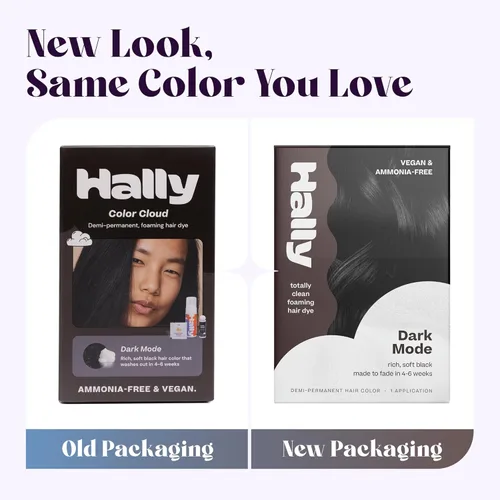 Miniatura 6 de Hally Hair Color Cloud - Espuma de color semipermanente para el cabello en negro, dura hasta 25 lavados, sin amoníaco, sin blanqueador, 4 onzas Modo
