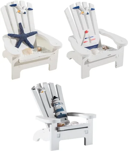 Miniatura 8 de 4 piezas de silla en miniatura mini silla de playa de madera náutica casa de muñecas accesorios de muebles micro paisaje para fotos accesorios