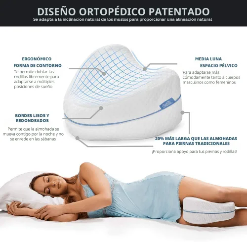 Miniatura 9 de Contour Legacy Cool Almohada de apoyo de espuma para piernas y rodillas para personas que duermen de lado, alivio calmante para espalda, caderas