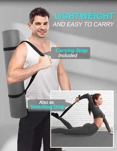 Miniatura 6 de Extra Long & Wide Thick Yoga Mat for Tall Men & Women, 84'' x 32'' x 7mm Oversized Yoga Mat Double-Sided Non Slip, Pro TPE Yoga Mats with Strap Gris