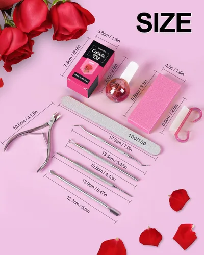 Miniatura 7 de Lima de uñas y bufandas, kit de preparación de uñas MORGLES con tablas de esmeril, herramientas para quitar cutículas, aceite de aloe para cutículas
