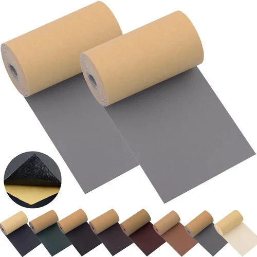 Miniatura 8 de Cinta autoadhesiva de reparación de cuero, paquete de 2 unidades, de 3 pulgadas x 55 pulgadas, autoadhesiva, para sofás, muebles, sillas de Beige