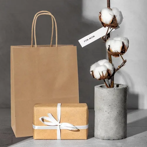 Miniatura 5 de Joybe Paquete de 50 bolsas de papel marrón medianas de 8x4.75x10 pulgadas con asas al por mayor, bolsas de regalo de papel kraft para favores