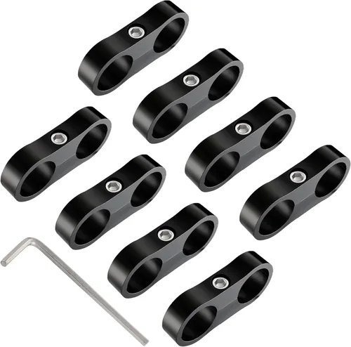 Miniatura 15 de EVIL ENERGY 4AN Abrazadera Separadora de Manguera, Abrazadera de Montaje de Línea de Combustible AN4 de Aluminio Negro 4PCS