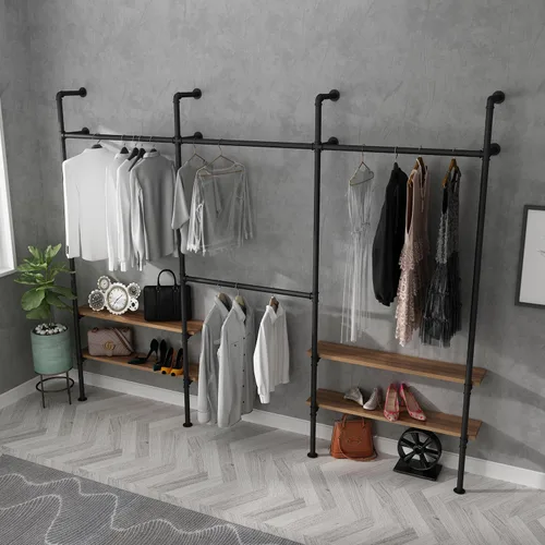 Miniatura 3 de Perchero industrial para ropa, perchero para armario, dormitorio y como sistema de clóset. Percheros resistentes para colgar ropa, perchero