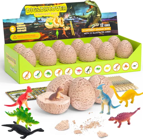 Miniatura 9 de DoDoMagxanadu Kit de excavación de huevos de dinosaurio, juguetes de huevos de dinosaurio para niños, descubre huevos jumbo, kit de excavación