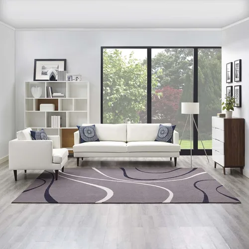 Miniatura 9 de Modway Therese - Alfombra abstracta de 5 x 8 pulgadas, diseño contemporáneo en marfil y carbón