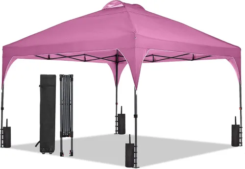 Miniatura 14 de Toldo desplegable de 10 x 10 pies, kiosco fácil de instalar, toldo para exteriores con 3 alturas ajustables para playa, fiestas, campamento, negro.