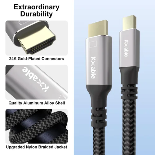 Miniatura 2 de Cable Mini DisplayPort a HDMI 4K de 15 pies, [4K a 60Hz, enchufes chapados en oro, carcasa de aluminio, trenzado de nailon], cable Mini DP a HDMI