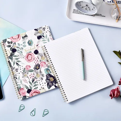 Miniatura 6 de Cuaderno de espiral – Cuadernos encuadernados en espiral, 8.5 x 11 pulgadas, cuaderno de diario con papel grueso y bolsillo trasero, 110 páginas