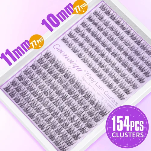 Miniatura 5 de Extensiones de pestañas en racimo con banda transparente, pestañas cortas y onduladas C, extensiones de pestañas naturales en racimo, pestañas