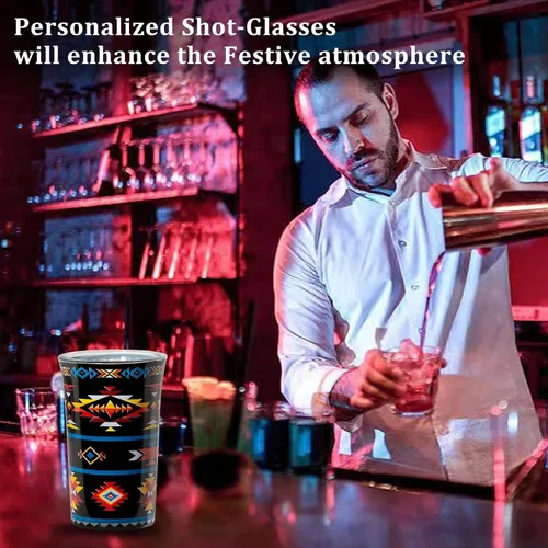 Miniatura 5 de Juego de 4 vasos de chupito transparentes con base pesada del suroeste y aptos para lavavajillas para licores, whisky, tequila, vodka, fiesta
