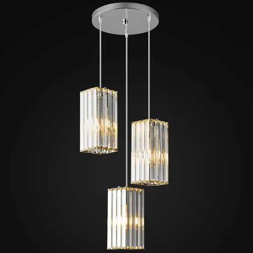 Miniatura 18 de Lámpara colgante moderna cromada rectangular de iluminación colgante mini candelabros de cristal, lámpara colgante ajustable para cocina, isla