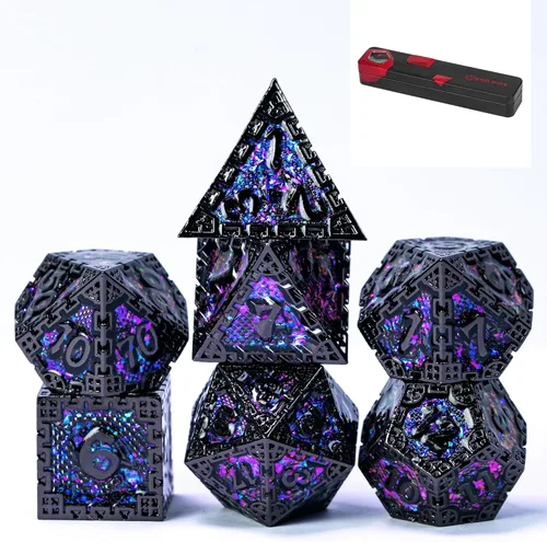 Miniatura 21 de UDIXI Juego de dados de metal de 7 troqueles, juego de dados poliédricos DND para juegos de rol y otros juegos de mesa (cobre antiguo)