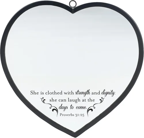 Elanze Designs She is Clothed with Strength and Dignity - Espejo de pared negro de metal y vidrio de 8 x 8 pulgadas