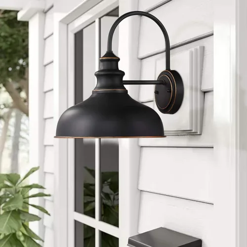 Miniatura 3 de zeyu Lámpara de granero de granja, aplique de pared, paquete de 2 en acabado negro, 02A390-2 ROB