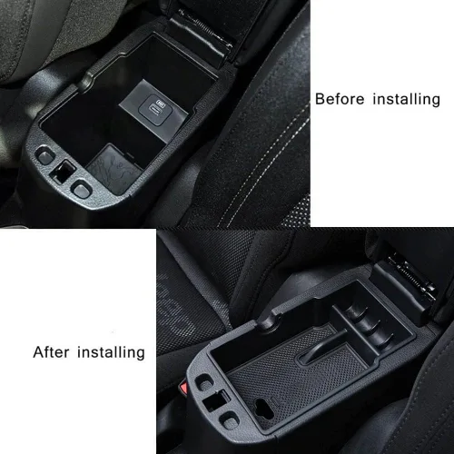 Miniatura 3 de EDBETOS Organizador de bandeja de consola central compatible con accesorios Jeep Renegade 2015-2019 2020 2021 2022 2023, caja de guantes de Negro