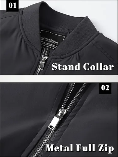 Miniatura 5 de TACVASEN Chaqueta bomber para hombre, ligera, casual, primavera, otoño, cortavientos, con cremallera y bolsillo