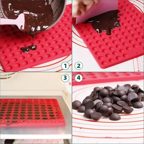 Miniatura 3 de Mini moldes redondos de silicona, 148 cavidades, molde de caramelo de chocolate semiesférico para hornear y congelar chispas de chocolate, Redonda