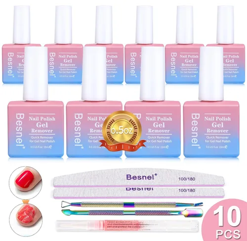 Miniatura 9 de Removedor de esmalte de uñas de gel, paquete de 3 unidades, removedor de esmalte de gel profesional, no irritante, rápido y fácil, kit