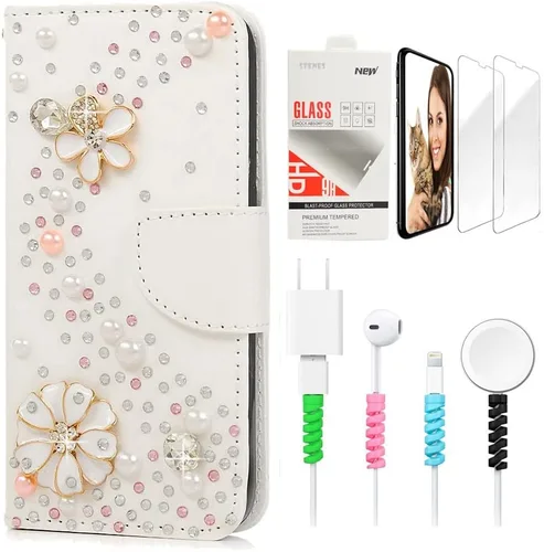 Miniatura 8 de Bling SSBLDwSPCPSeries-15 - Funda de piel con tapa y protector de pantalla y cable