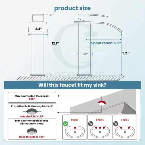 Miniatura 3 de gotonovo Grifo de Cascada Alto para Baño de Una Sola Manija, Grifos de Baño para Lavabo de 1 Agujero, Grifo de Lavabo de Acero Inoxidable Moderno