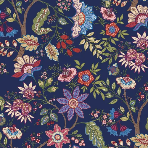 VaryPaper Papel tapiz de 17.7 x 78.7 pulgadas, papel tapiz floral exótico azul para paredes, papel de contacto floral bohemio para paredes, papel