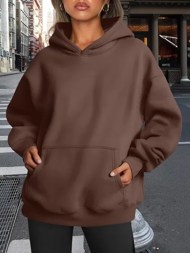 Miniatura 184 de Trendy Queen - Sudaderas extragrandes con capucha para mujer, suéteres de manga larga, sin botones, de vellón, de otoño, ropa de invierno