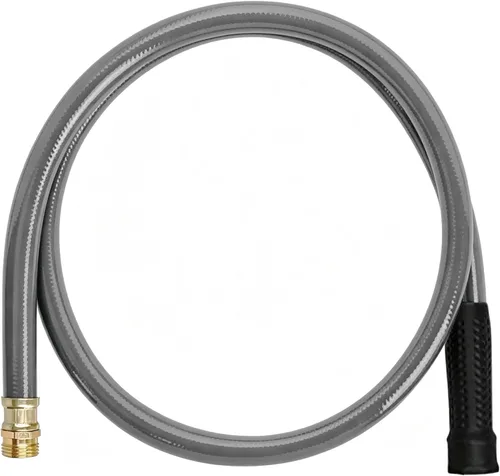Worth Manguera de jardín gris de entrada corta de 3/4 pulgadas x 5 pies - Sin dobleces, sin fugas, accesorios macho/hembra - Tubo de agua
