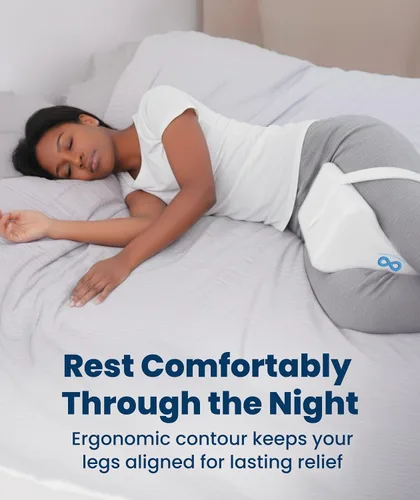 Miniatura 8 de Everlasting Comfort Almohada de rodilla de espuma viscoelástica para personas que duermen de lado, alivio del dolor de ciática, correa ajustable