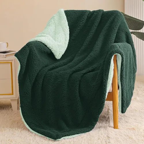 Miniatura 19 de Exclusivo Mezcla Manta Sherpa Reversible de Tamaño Individual, Mantas de Forro Polar Gruesas y Cálidas para Invierno, Felpa Suave y Esponjosa