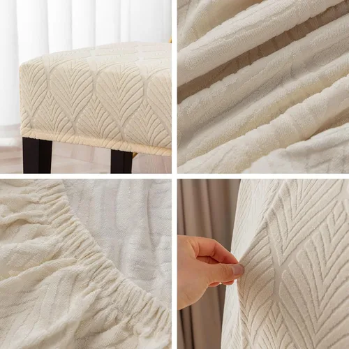 Miniatura 5 de Genina Fundas impermeables para banco de comedor, protector de asiento de banco de jacquard elástico, funda de banco rectangular para dormitorios
