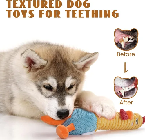 Miniatura 7 de Nocciola Juguetes para perros 3 en 1 Rasga y Revela Pollo, Juguetes Sorpresa en el Interior - Juguetes de Peluche Chirriantes y Arrugados