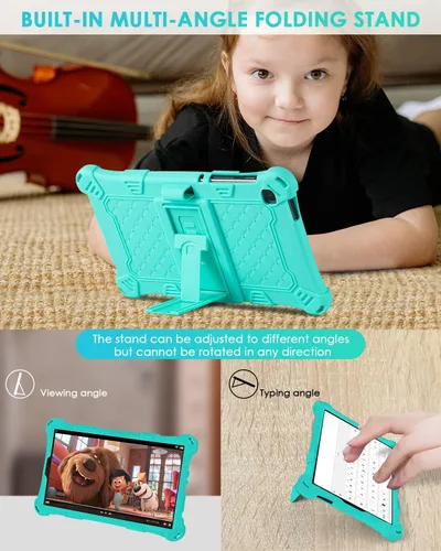 Miniatura 3 de DETUOSI Funda para Samsung Galaxy Tab A7 Lite de 8.7 pulgadas, con lápiz capacitivo y correa para el hombro, funda protectora ligera de silicona