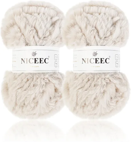 Miniatura 73 de NICEEC Hilo de Pelo Sintético Super Suave, Grueso y Esponjoso, Hilo de Pestañas para Crochet y Tejido (Longitud Total 192m/9.1kg) - Otoño/300g