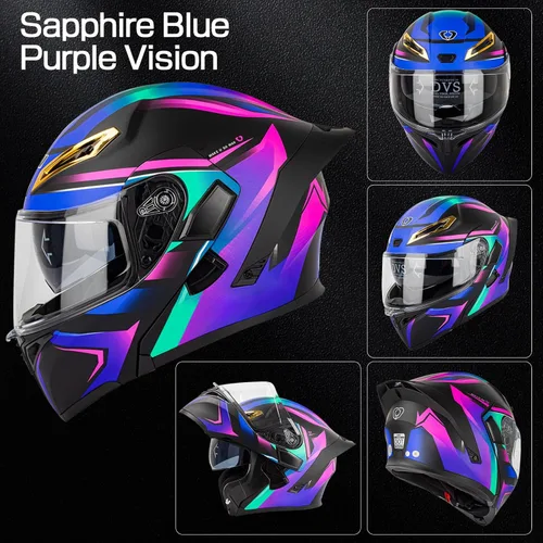 Miniatura 5 de Casco modular Bluetooth para motocicleta, certificado DOT, abatible, de cara completa, antivaho, doble máscara, casco de motocicleta de calle