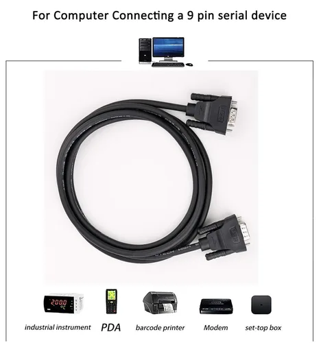 Miniatura 4 de DTech DB9 RS232 - Cable serie macho a hembra, cable de módem nulo, cruce de 7 cables para comunicación de datos (10 pies, negro)