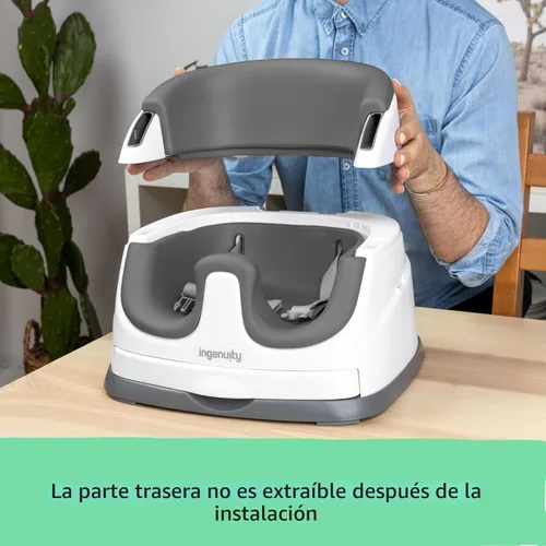 Miniatura 4 de Ingenuity Asiento con base para bebé 2 en 1 con bandeja auto-guardable para alimentación y piso - Pizarra