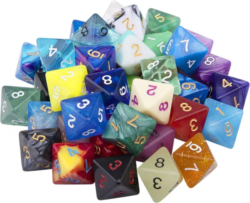 Miniatura 11 de AUSTOR Juego de 42 dados poliédricos de 6 caras, surtido de dados de colores mixtos con una bolsa de almacenamiento de terciopelo negro
