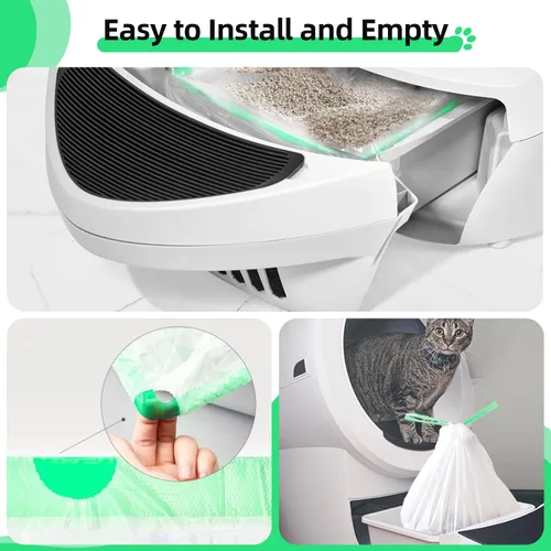 Miniatura 4 de 45 Bolsas Forros para Cajón de Desechos Compatibles con Caja de Arena Robot 4 y 3, Forros Gruesos Autolimpiantes para Caja de Arena de Gatos
