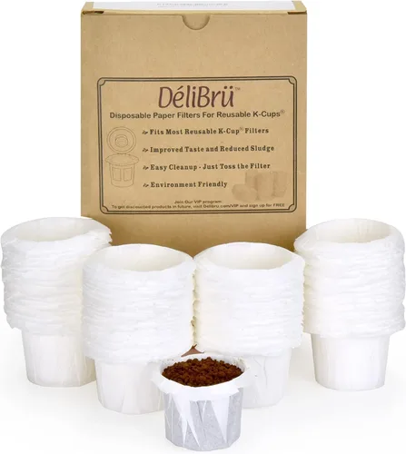 Delibru K Cup - Filtros de papel desechables, paquete de 100 unidades, se adaptan a todas las cápsulas de café reutilizables, filtros de café