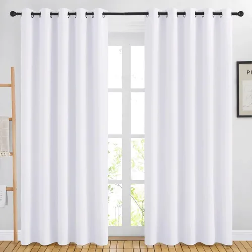 NICETOWN - Cortinas con ojales, 50 % de oscurecimiento de habitación, con aislamiento térmico, para sala de estar o puerta corrediza de vidrio (2