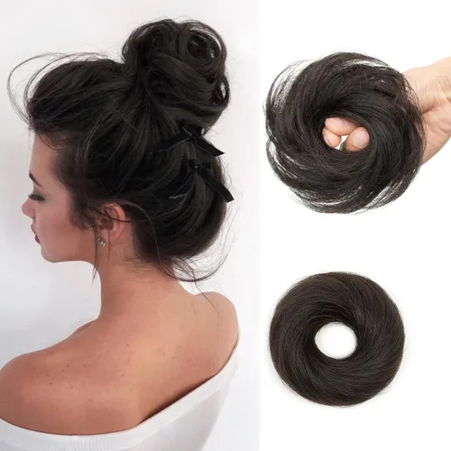 Miniatura 24 de Moño de Cabello Humano 100%, Moño Desordenado Pieza de Cabello Extensiones de Cabello Humano Real Moño de Cabello Rizado Natural Piezas de Cabello