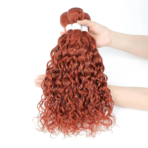 Miniatura 5 de Paquete de cabello humano ondulado #350, color naranja quemado, 10 pulgadas, doble trama rizado, 100% cabello humano brasileño, 1 paquete