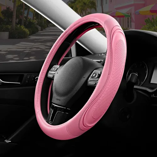 Miniatura 9 de Road Comforts Funda para volante de automóvil, funda de cuero de microfibra para volante de 14.5 a 15 pulgadas, antideslizante, para hombres
