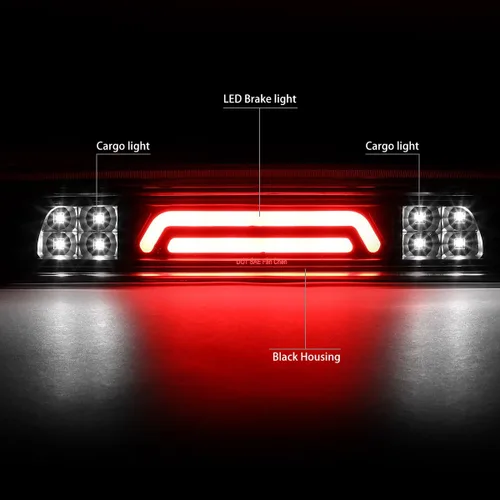 Miniatura 2 de DNA MOTORING 3BL-TTU07-3D-LED-BK Carcasa negra 3D LED de montaje alto 3ª tercera luz de freno [compatible con Tundra 07-21] 2-Carcasa negra