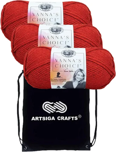Miniatura 9 de Lion Brand Vanna's Choice Pink 860-101 (3 madejas - mismo lote de tinte) Estambre acrílico mediano Worsted #4 para ganchillo y tejer con bolsa