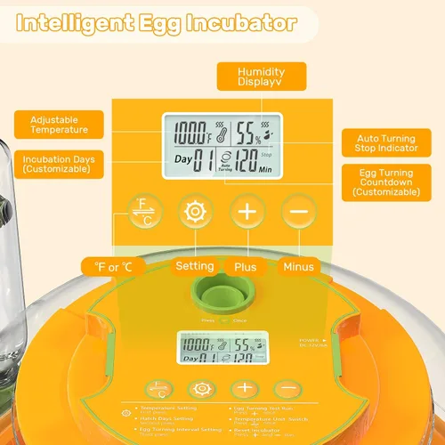 Miniatura 8 de 18 incubadoras de huevos para incubar huevos, incubadora de huevos con giro automático y control de humedad, reposición automática de agua, 2