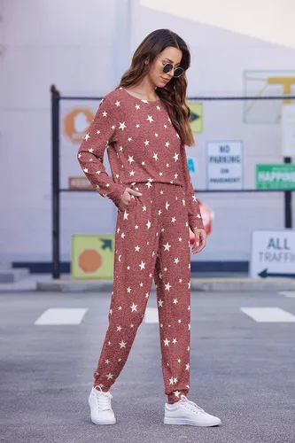Miniatura 170 de Ekouaer Conjunto de pijama de manga larga para mujer, ropa de dormir suave con cuello redondo y bolsillos