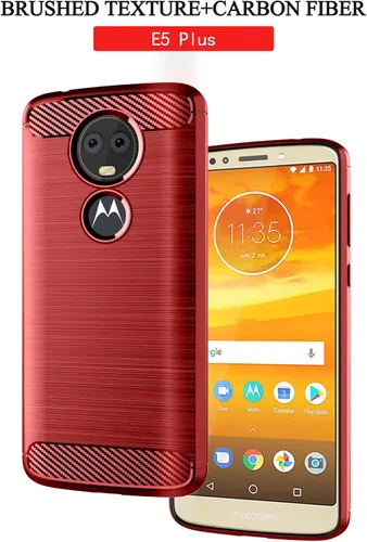 Miniatura 6 de Asuwish Funda protectora para Moto E5 Plus E 5 Supra con protector de pantalla y accesorios de celda de TPU suave delgada y suave, Motorola E5+ Rojo
